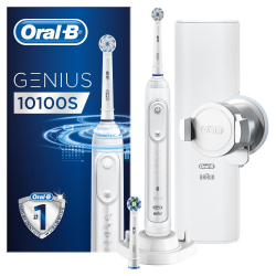 Oral-B Genius 10100S Elektrische Zahnbürste mit Zahnfleischschutz-Assistent & Premium Lade-Reise-Etui, Weiß Oral-B Genius 10100S Elektrische Zahnbürste mit Zahnfleischschutz-Assistent & Premium Lade-Reise-Etui, Weiß
