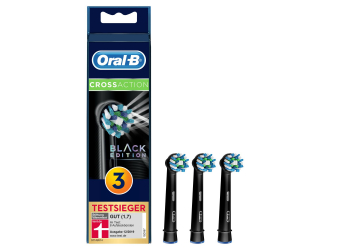 Oral-B CrossAction Black Edition Aufsteckbürsten, Borsten im 16-Grad Winkel für eine überlegene Reinigung, 3 Stück, schwarz Oral-B CrossAction Black Edition Aufsteckbürsten, Borsten im 16-Grad Winkel für eine überlegene Reinigung, 3 Stück, schwarz