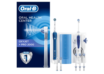 Oral-B Mundpflegecenter PRO 2000 Elektrische Zahnbürste + Oxyjet Munddusche, für eine sanfte Reinigung am Zahnfleischrand, 4 OxyJet Aufsteckdüsen Oral-B Mundpflegecenter PRO 2000 Elektrische Zahnbürste + Oxyjet Munddusche, für eine sanfte Reinigung am Zahnfleischrand, 4 OxyJet Aufsteckdüsen