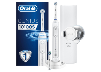 Oral-B Genius 10100S Elektrische Zahnbürste mit Zahnfleischschutz-Assistent & Premium Lade-Reise-Etui, Weiß Oral-B Genius 10100S Elektrische Zahnbürste mit Zahnfleischschutz-Assistent & Premium Lade-Reise-Etui, Weiß