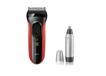 Braun Series 3 3030s black/red Herrenrasierer + Braun EN10 Nasenhaartrimmer Braun Series 3 3030s black/red Herrenrasierer + Braun EN10 Nasenhaartrimmer