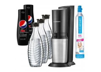 Sodastream CRYSTAL 2.0 Wassersprudler Black +3Karaffen+2 PEPSI Light Sodastream CRYSTAL 2.0 Wassersprudler Black +3Karaffen+2 PEPSI Light