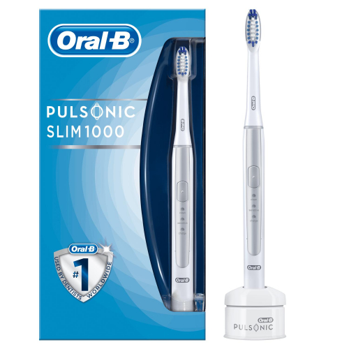 Oral-B Pulsonic Slim 1000 elektrische Schallzahnbürste, mit Timer und Aufsteckbürste, Silber Oral-B Pulsonic Slim 1000 elektrische Schallzahnbürste, mit Timer und Aufsteckbürste, Silber