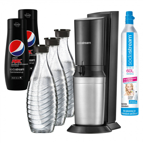 Sodastream CRYSTAL 2.0 Wassersprudler Black +3Karaffen+2 PEPSI Light Sodastream CRYSTAL 2.0 Wassersprudler Black +3Karaffen+2 PEPSI Light