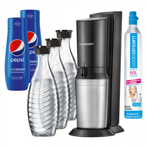 Sodastream CRYSTAL 2.0 Wassersprudler Black +3Karaffen+2 PEPSI Sodastream CRYSTAL 2.0 Wassersprudler Black +3Karaffen+2 PEPSI