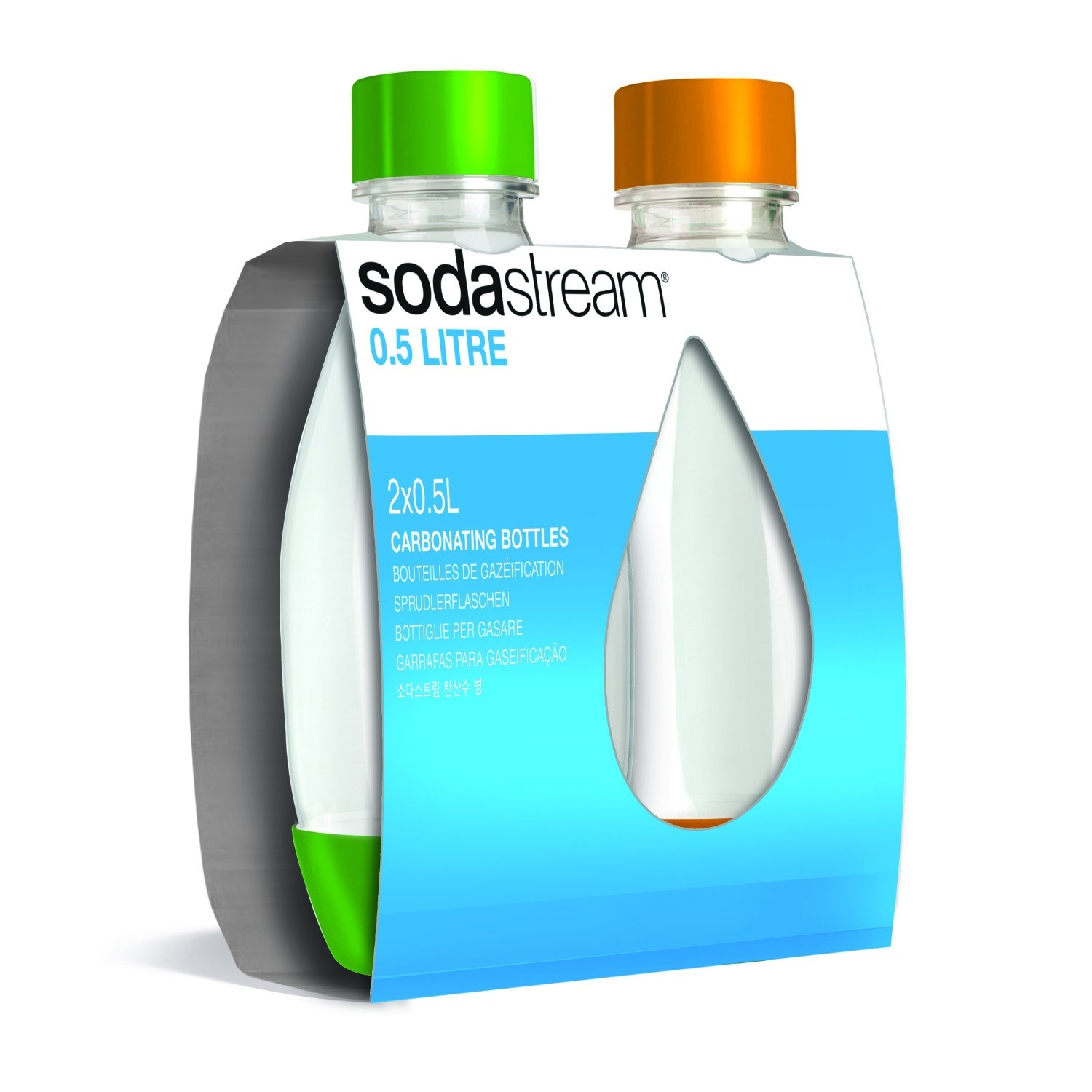 Sodastream Bottiglie PET 0,5L - Duopack Verde/Arancio, Per Gasatore