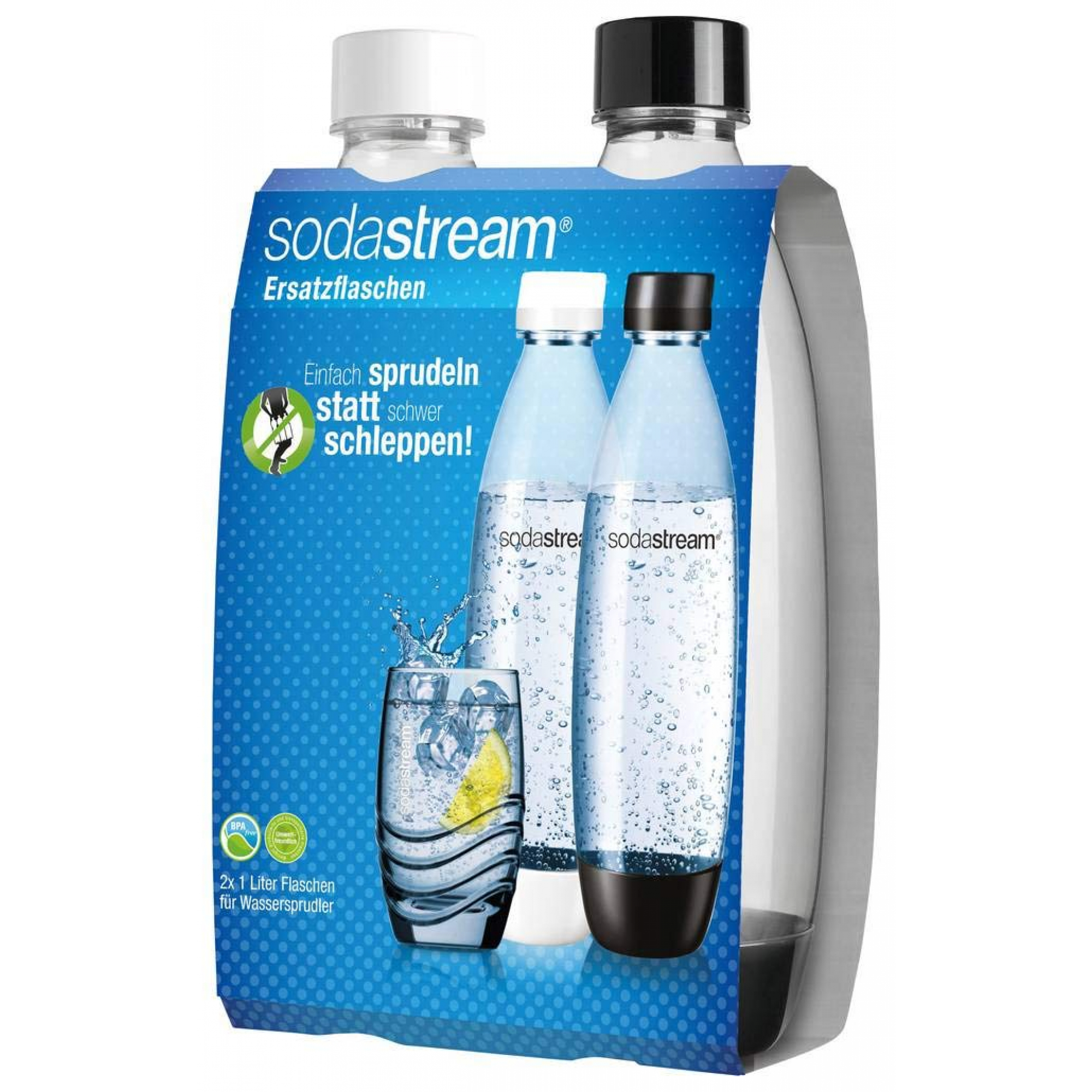 SodaStream PETFlasche schwarz+weiss 1 L Fuse Duopack Xenudo