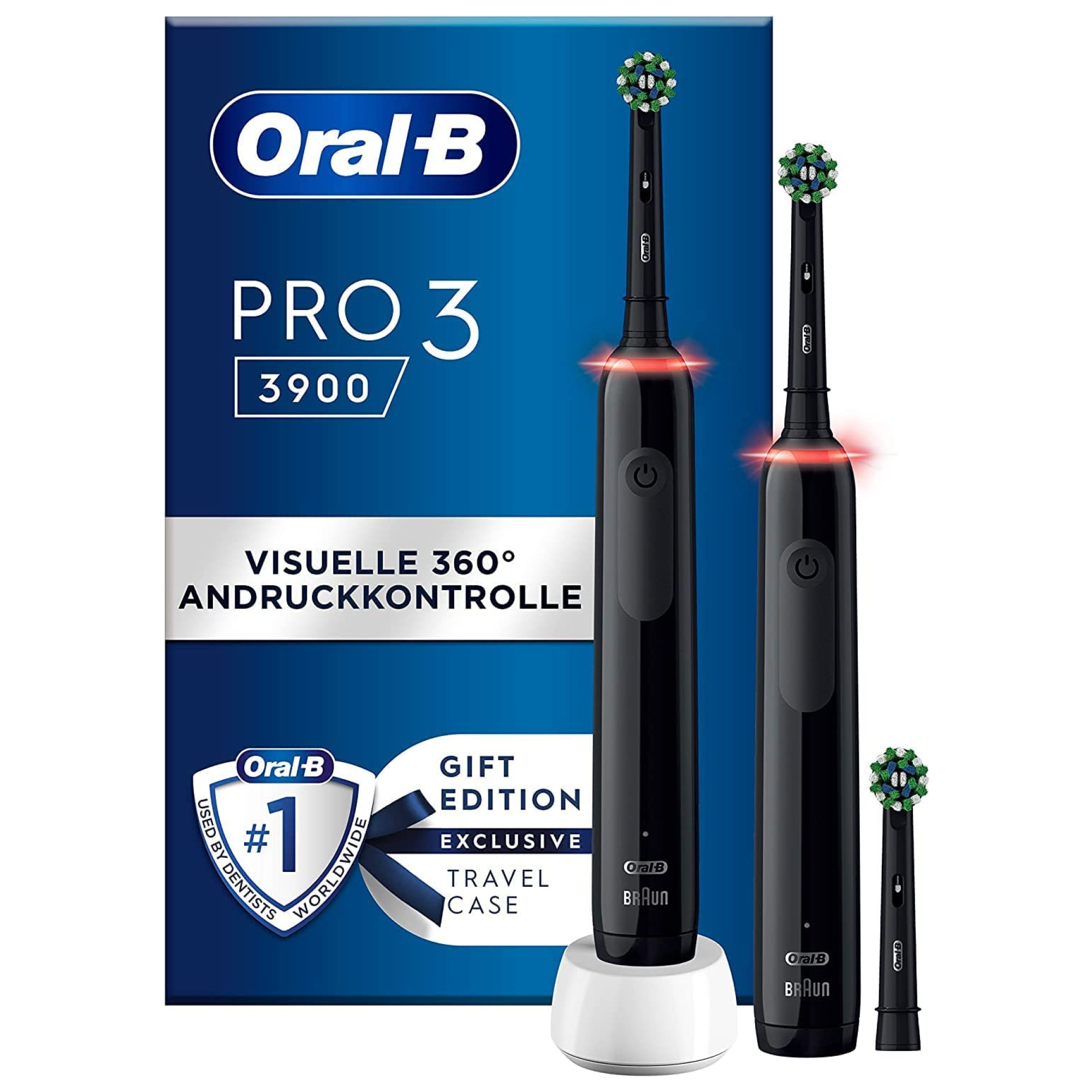 Oral-B Pro 3 3900N Black/Black Elektrische Zahnbürste Mit 2. Handstück ...