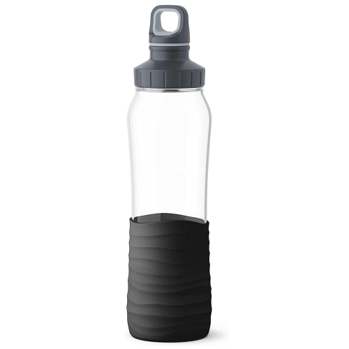 EMSA Drink2Go Trinkflasche aus Glas 0,7l schwarz N3100100