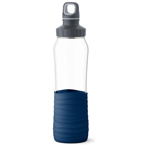 EMSA Drink2Go Trinkflasche aus Glas 0,7l Dunkelblau N3100600