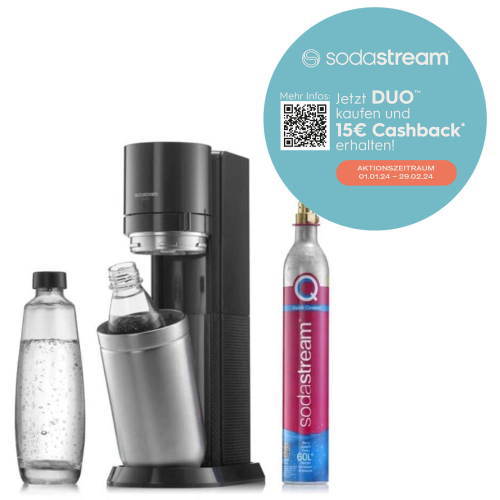 1 + inkl. Flasche Xenudo 3 SodaStream PET Glasflaschen Titan Wassersprudler - DUO
