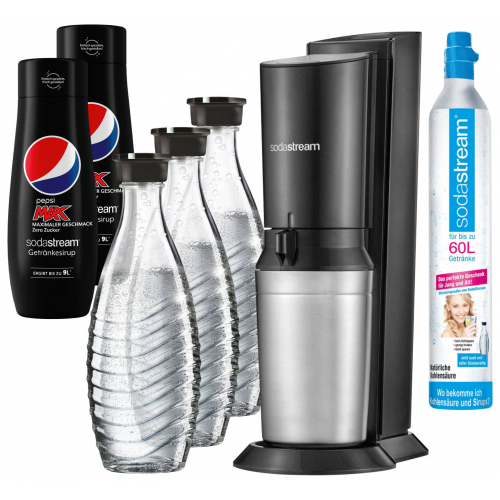 Sodastream CRYSTAL 2.0 Wassersprudler Black +3Karaffen+2 PEPSI Light