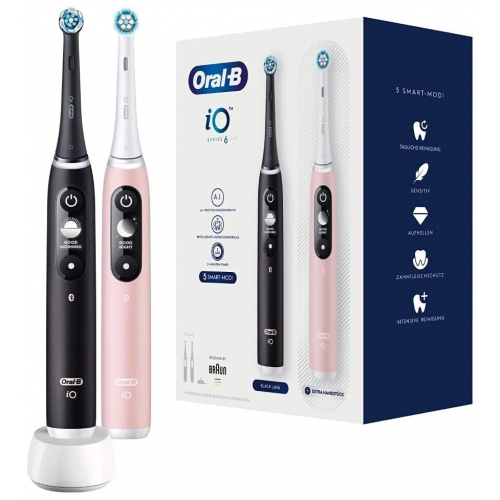 OralB iO Series 6 Duo elektrische Zahnbürste black/pink Xenudo