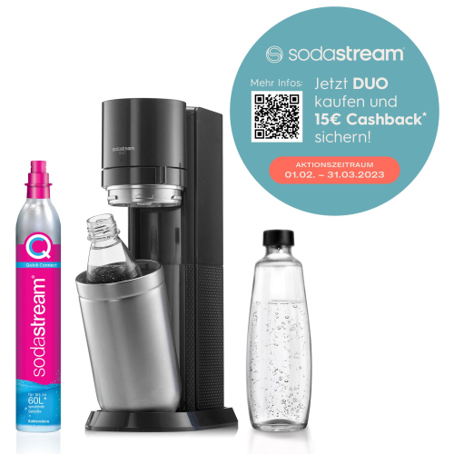 Sodastream DUO Titan Wassersprudler inkl. 3 Glasflaschen + 1 PET Flasche
