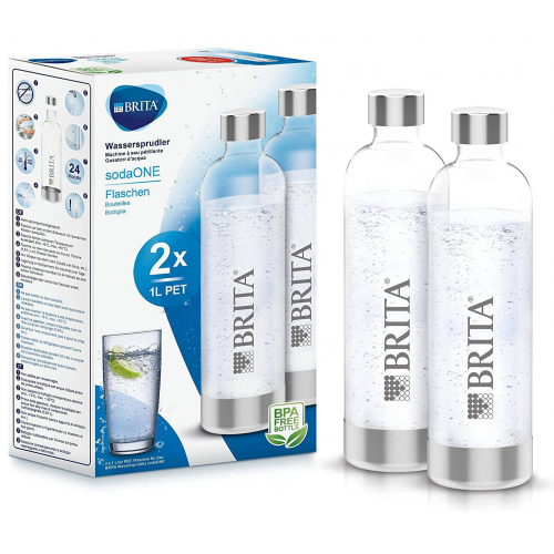 BRITA Flaschen 2er-Pack für Wassersprudler sodaONE 1 Liter Ersatzflaschen
