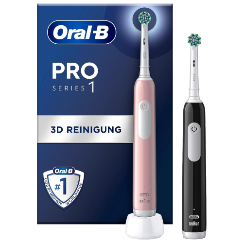 Oral-B Elektrische Zahnbürste Pro 1 Black/Pink mit 2. Handstück