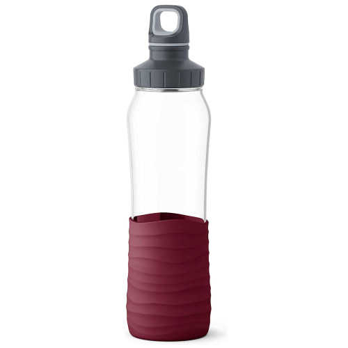 EMSA Drink2Go Trinkflasche aus Glas 0,7 l burgund N3100700