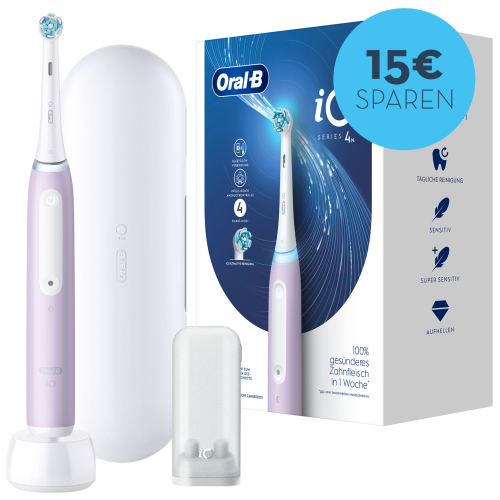 Oral-B iO Series 4, elektrische Zahnbürste mit Magnet-Technologie, 4 Putzmodi, Reiseetui, Lavender