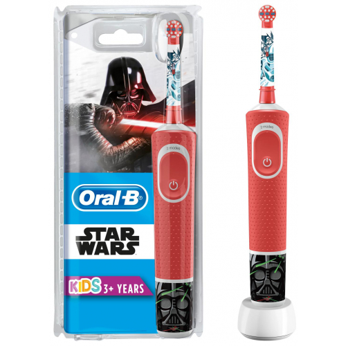 Oral-B Kids Star Wars Elektrische Zahnbürste mit Disney-Stickern, für Kinder ab 3 Jahren, rot