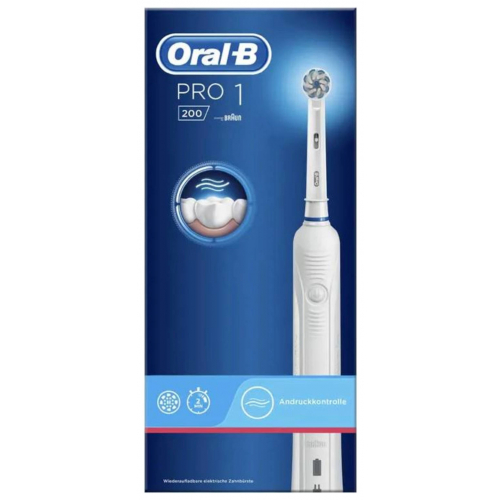 Oral-B PRO 1 200 Elektrische Zahnbürste, für eine sanfte Reinigung bei empfindlichem Zahnfleisch, weiß