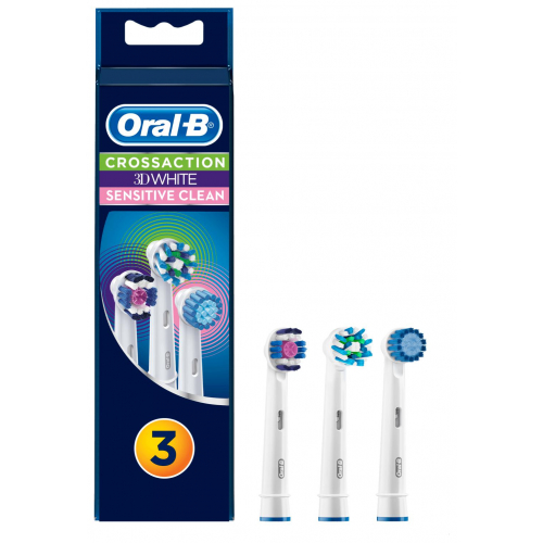 Oral-B Multi-Pack 3 in 1 Aufsteckbürsten, CrossAction, 3DWhite & Sensitive für Ihre individuellen Mundpflegebedürfnisse, 3 Stück