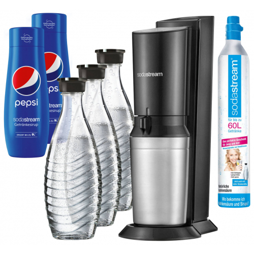 Sodastream CRYSTAL 2.0 Wassersprudler Black +3Karaffen+2 PEPSI