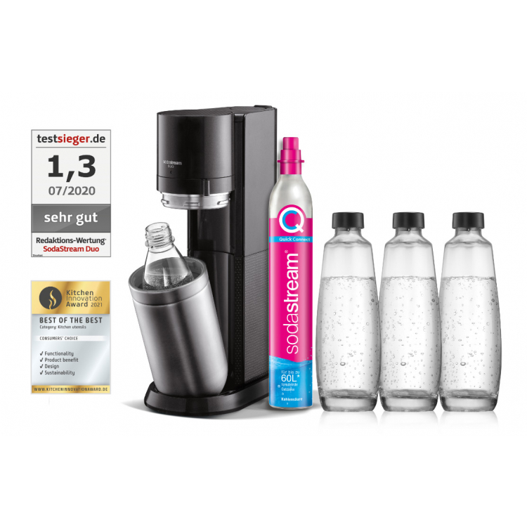 Sodastream DUO Titan Wassersprudler inkl. 3 Glasflaschen