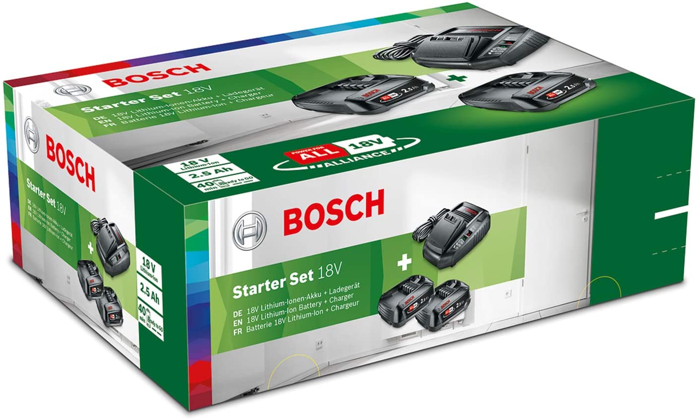 Bosch DIY Starterset 18V, 2x 2,5 Ah 1600A011LD Akkus und Ladegerät Xenudo